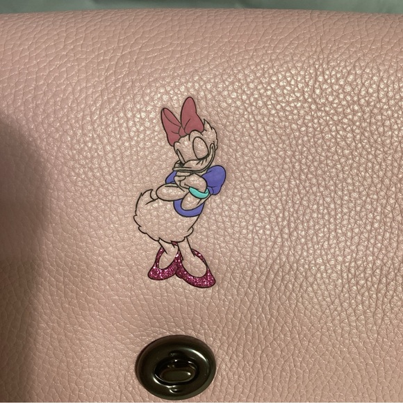 Coach Disney Daisy Duck Motif Dinky Pink Leather Crossbody Bag NEW Duster Includ - Picture 15 of 16